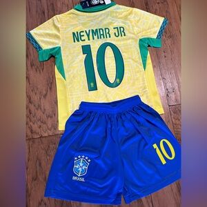 Neymar Jr Large Kids Brazil Soccer Kit Youth 2 Piece matching set